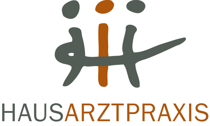 Logo der freundlichen und modernen Hausarztpraxis Dres. Keller & Ott in Garmisch-Partenkirchen, 3 Strichmännchen die sich umarmen und die 3 Inhaber als Team symbolisieren.